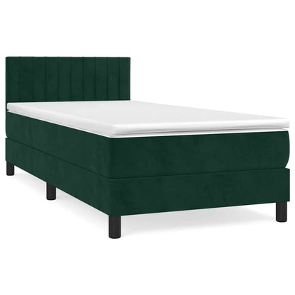 Kontinentalseng Med Madras 90x200 Cm Fløjl Mørkegrøn - Billede 2