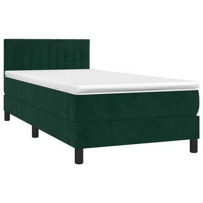 Kontinentalseng Med Madras 90x200 Cm Fløjl Mørkegrøn - Billede 3