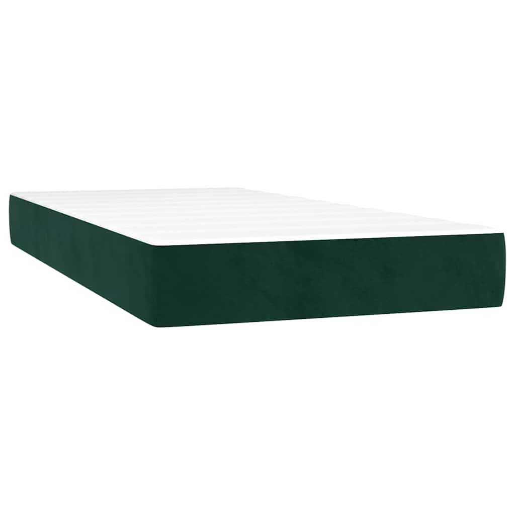 Kontinentalseng Med Madras 90x200 Cm Fløjl Mørkegrøn - Billede 5