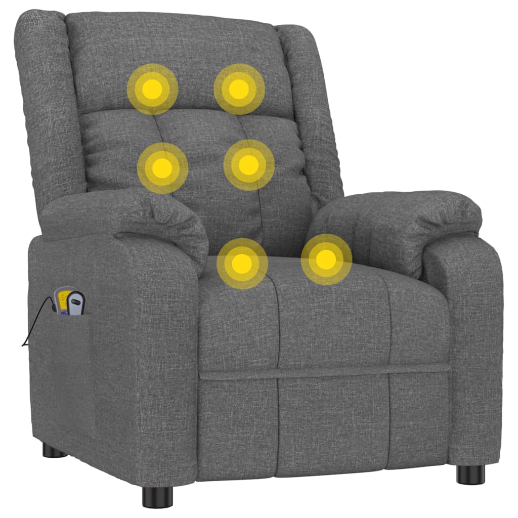 Eldrevet Massagestol Stof Mørkegrå