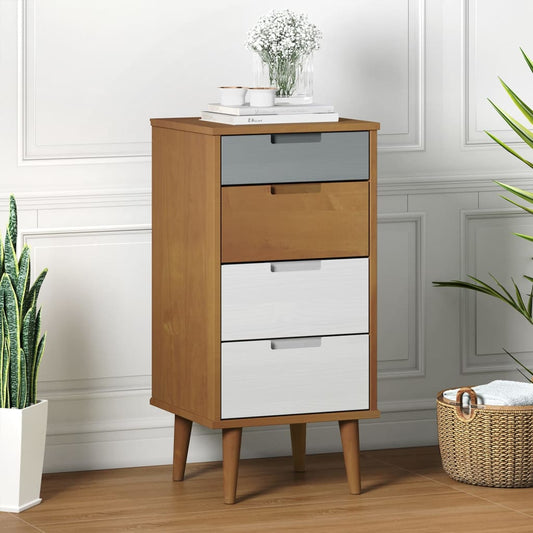 Kommode Molde 40X35X82 Cm Massivt Fyrretræ