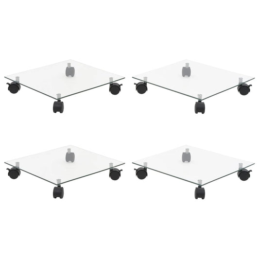 Plantevogne 4 Stk. 35X35 Cm Firkantet Hærdet Glas
