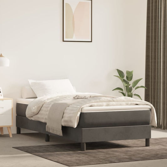 Kontinentalseng Med Madras 90X200Cm Fløjl Mørkegrå