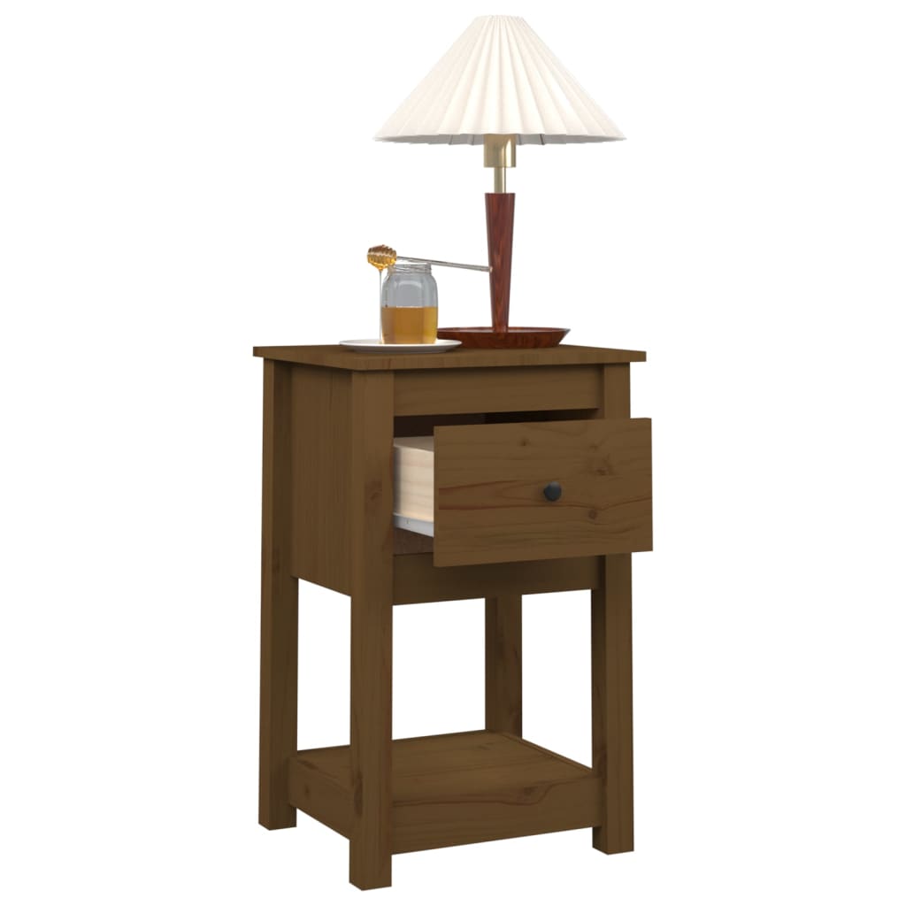 Sengebord 40x35x61,5 Cm Massivt Fyrretræ - Billede 4
