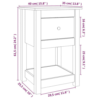 Sengebord 40x35x61,5 Cm Massivt Fyrretræ - Billede 9