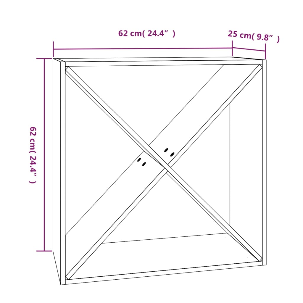 Vinreol 62x25x62 Cm Massivt Fyrretræ - Billede 8