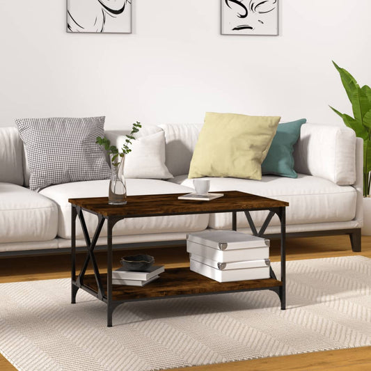 Sofabord 80X50X45 Cm Konstrueret Træ Og Jern Etræ Røget Eg
