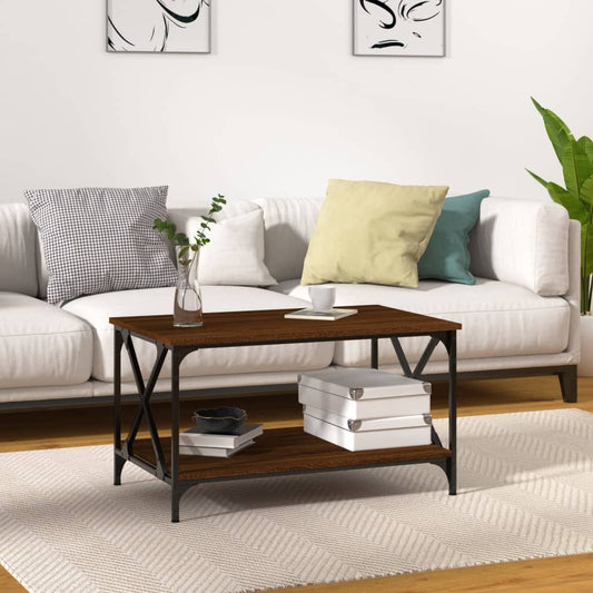 Sofabord 80X50X45 Cm Konstrueret Træ Og Jern Etræsfarve Brun Eg