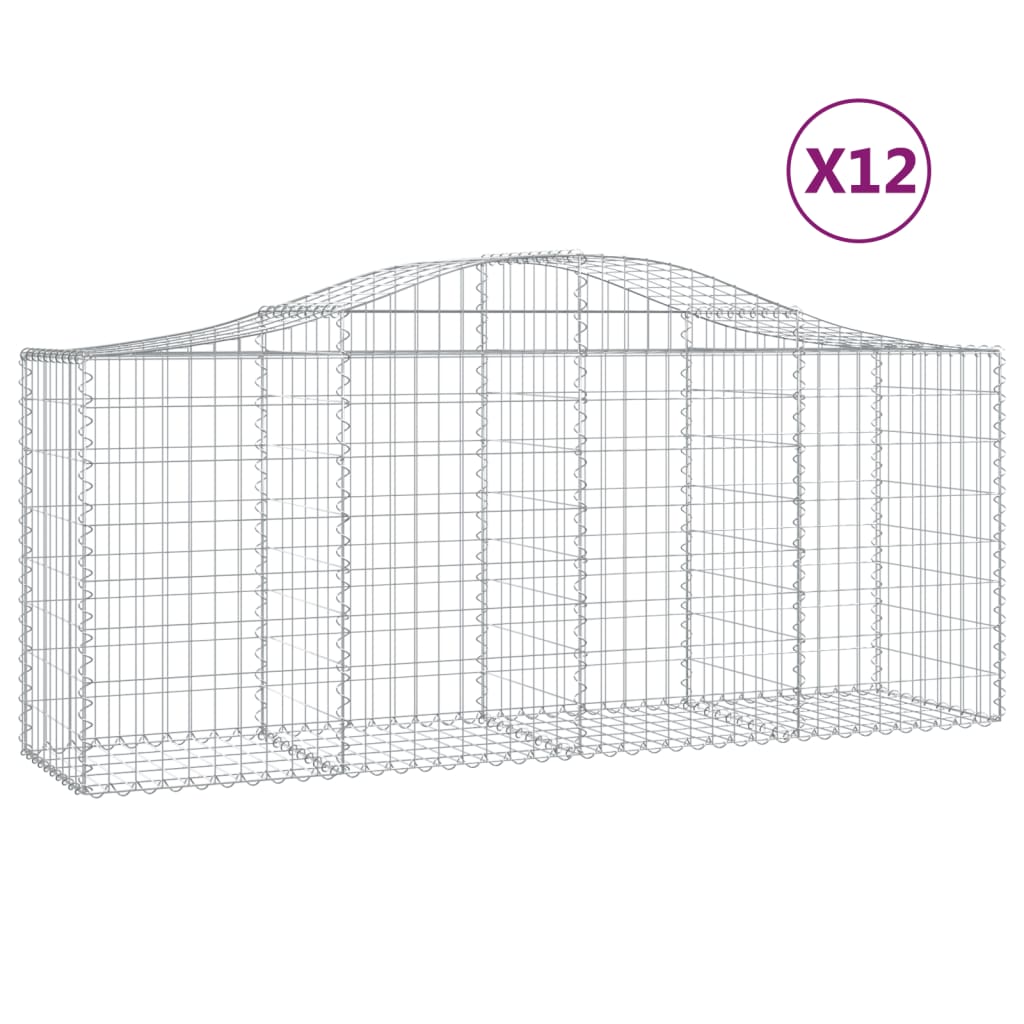 Buede Gabionkurve 12 Stk. 200x50x80/100 Cm Galvaniseret Jern - Billede 2