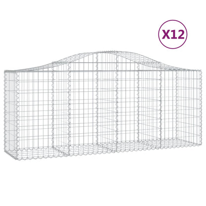Buede Gabionkurve 12 Stk. 200x50x80/100 Cm Galvaniseret Jern - Billede 2