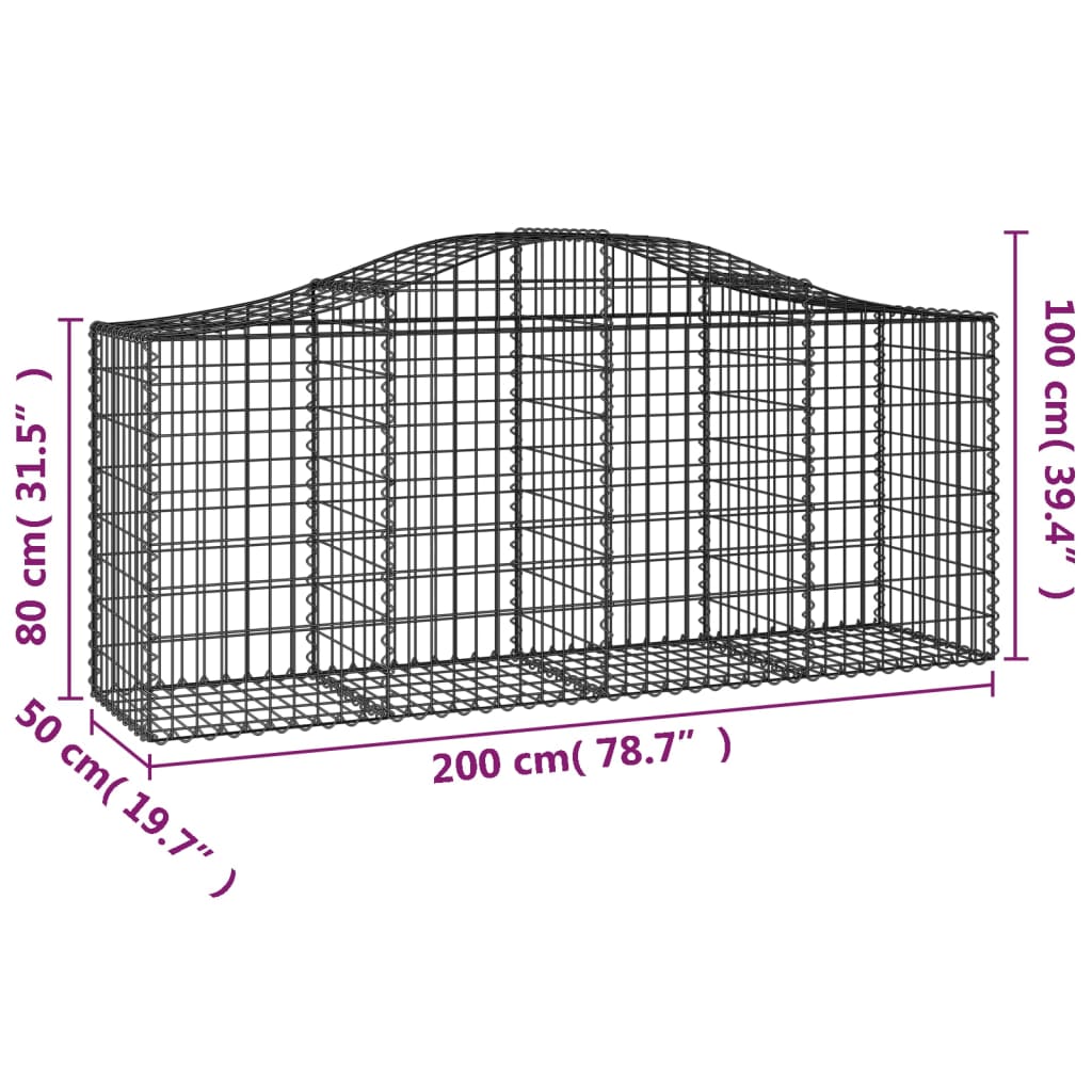 Buede Gabionkurve 12 Stk. 200x50x80/100 Cm Galvaniseret Jern - Billede 6