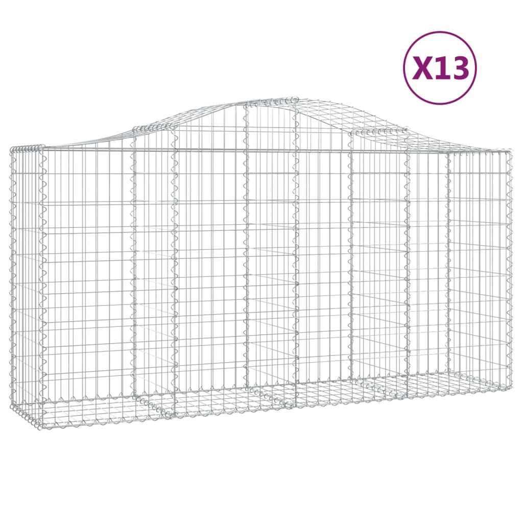 Buede Gabionkurve 13 Stk. 200x50x100/120 Cm Galvaniseret Jern - Billede 2