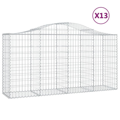 Buede Gabionkurve 13 Stk. 200x50x100/120 Cm Galvaniseret Jern - Billede 2