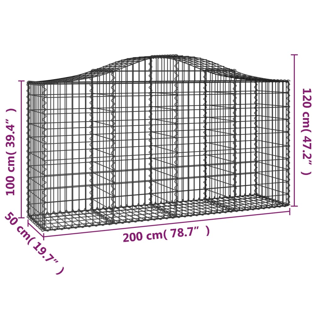 Buede Gabionkurve 13 Stk. 200x50x100/120 Cm Galvaniseret Jern - Billede 6