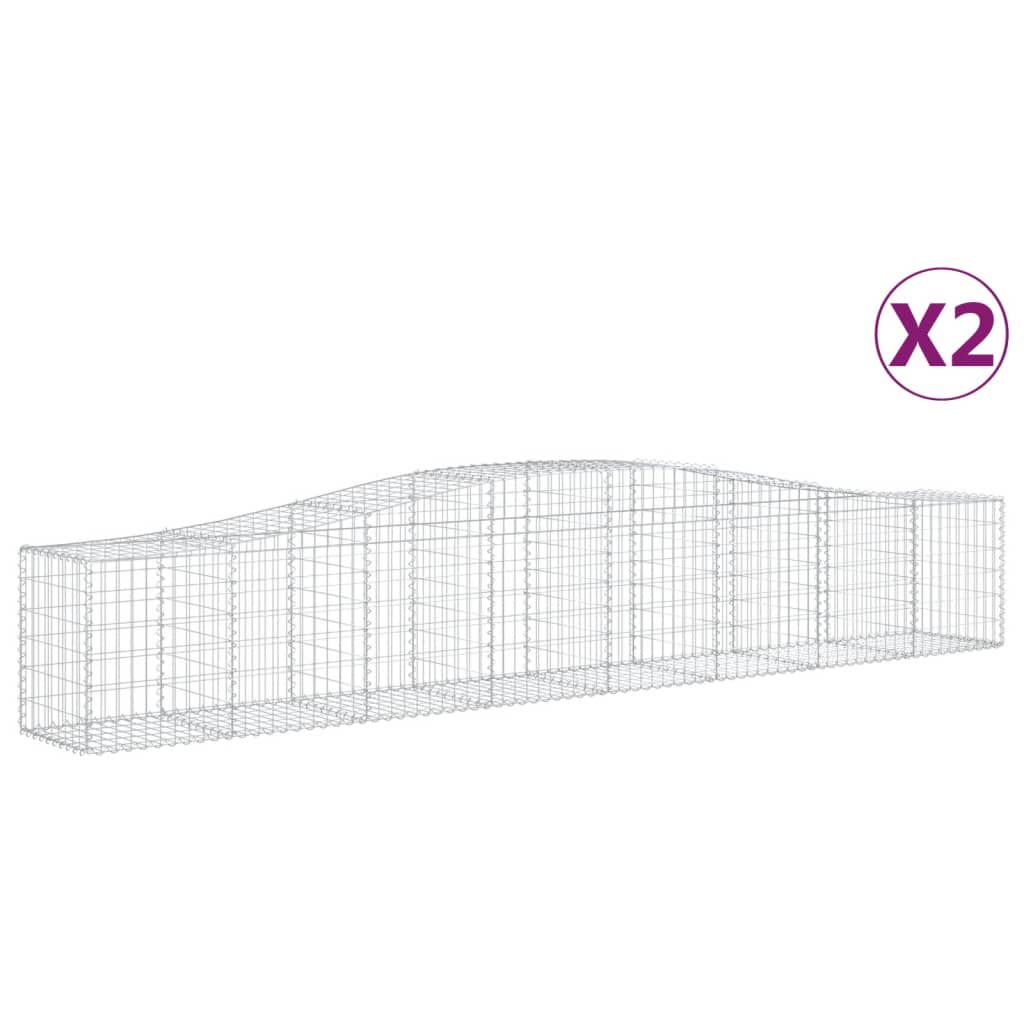 Buede Gabionkurve 2 Stk. 400x50x60/80 Cm Galvaniseret Jern - Billede 2