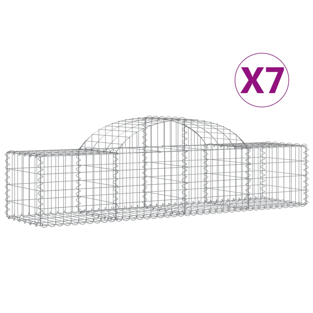 Buede Gabionkurve 7 Stk. 200x50x40/60 Cm Galvaniseret Jern - Billede 2