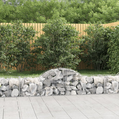 Buede Gabionkurve 7 Stk. 200x50x40/60 Cm Galvaniseret Jern - Hovedbillede