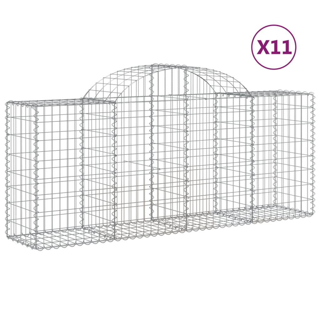 Buede Gabionkurve 11 Stk. 200x50x80/100 Cm Galvaniseret Jern - Billede 2
