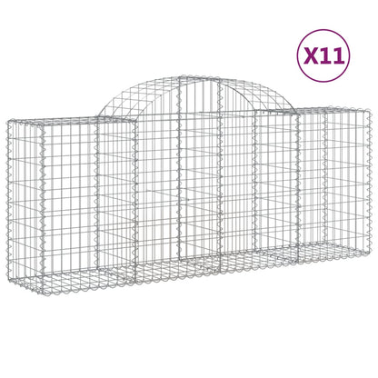 Buede Gabionkurve 11 Stk. 200x50x80/100 Cm Galvaniseret Jern - Billede 2