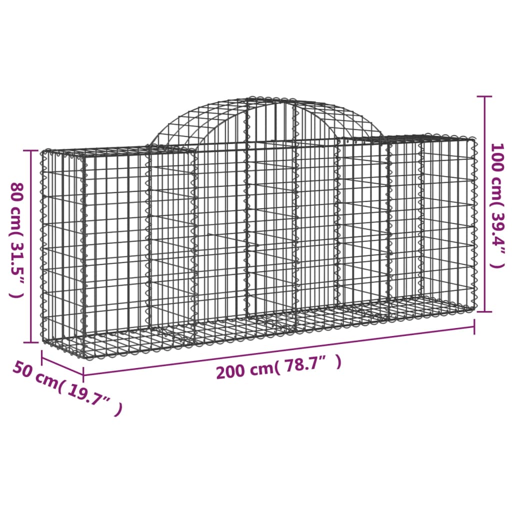 Buede Gabionkurve 11 Stk. 200x50x80/100 Cm Galvaniseret Jern - Billede 6