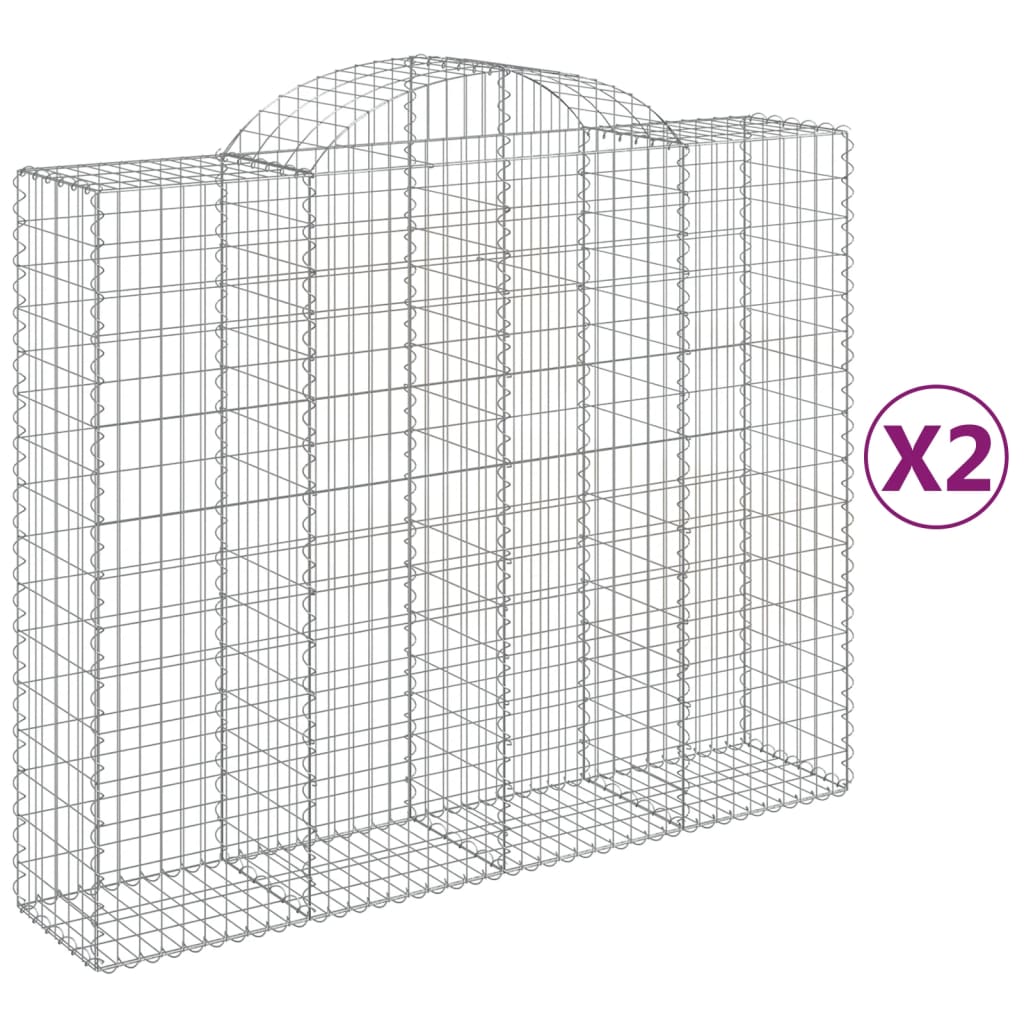 Buede Gabionkurve 2 Stk. 200x50x160/180 Cm Galvaniseret Jern - Billede 2