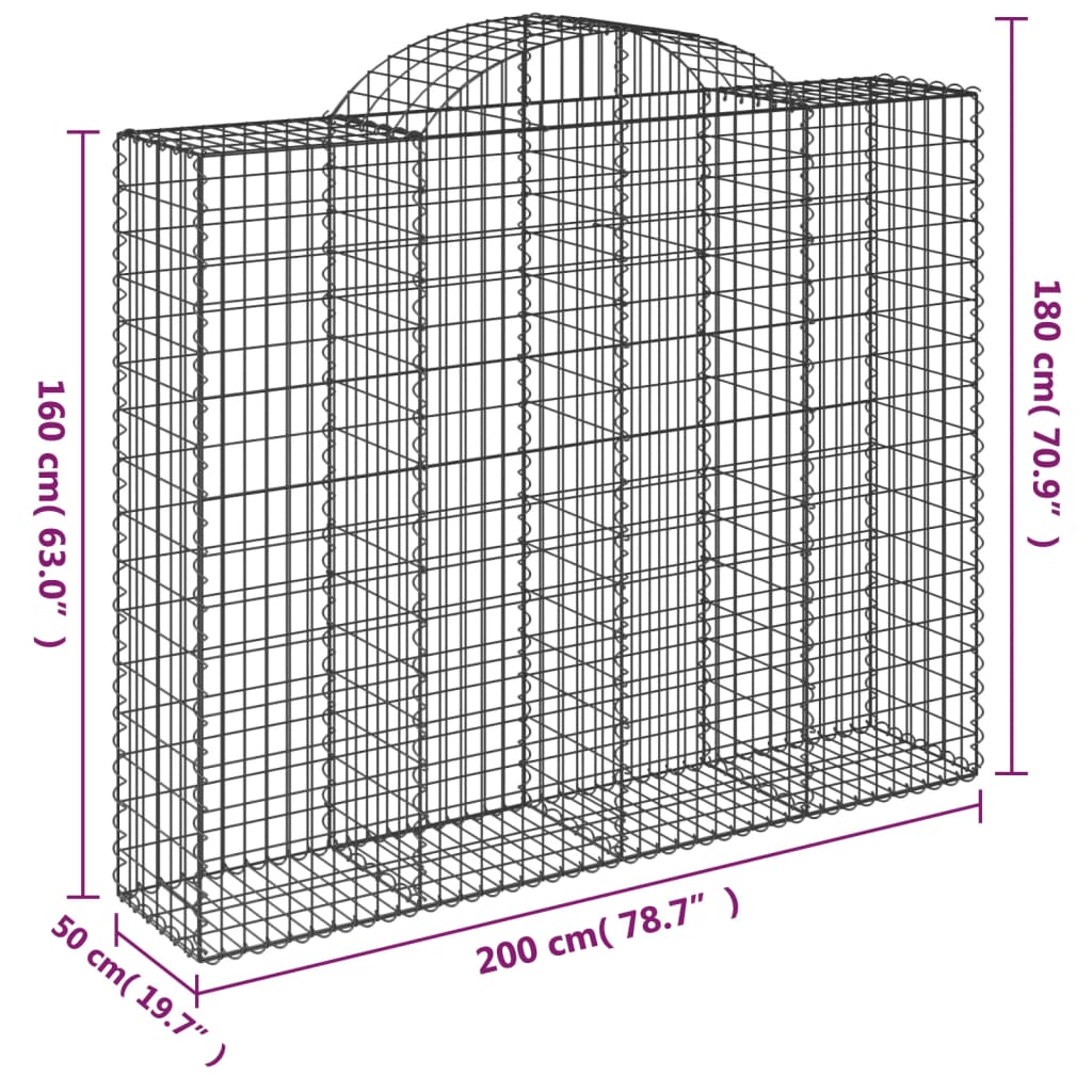 Buede Gabionkurve 2 Stk. 200x50x160/180 Cm Galvaniseret Jern - Billede 6