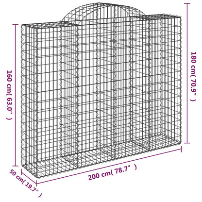 Buede Gabionkurve 2 Stk. 200x50x160/180 Cm Galvaniseret Jern - Billede 6