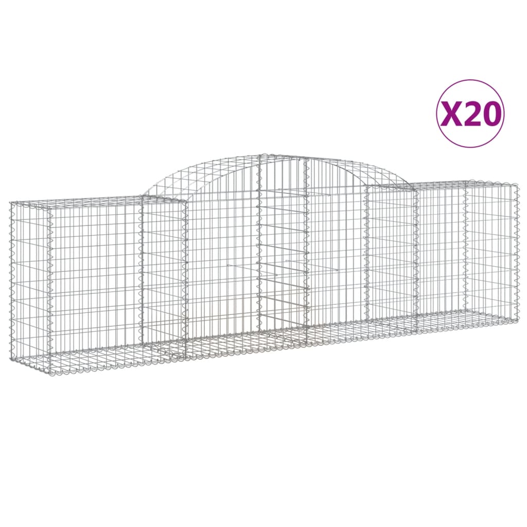 Buede Gabionkurve 20 Stk. 300x50x80/100 Cm Galvaniseret Jern - Billede 2