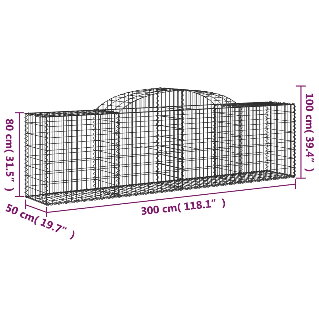 Buede Gabionkurve 20 Stk. 300x50x80/100 Cm Galvaniseret Jern - Billede 6
