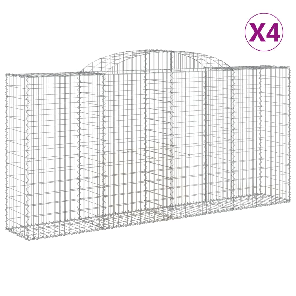 Buede Gabionkurve 4 Stk. 300x50x140/160 Cm Galvaniseret Jern - Billede 2