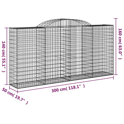 Buede Gabionkurve 4 Stk. 300x50x140/160 Cm Galvaniseret Jern - Billede 6