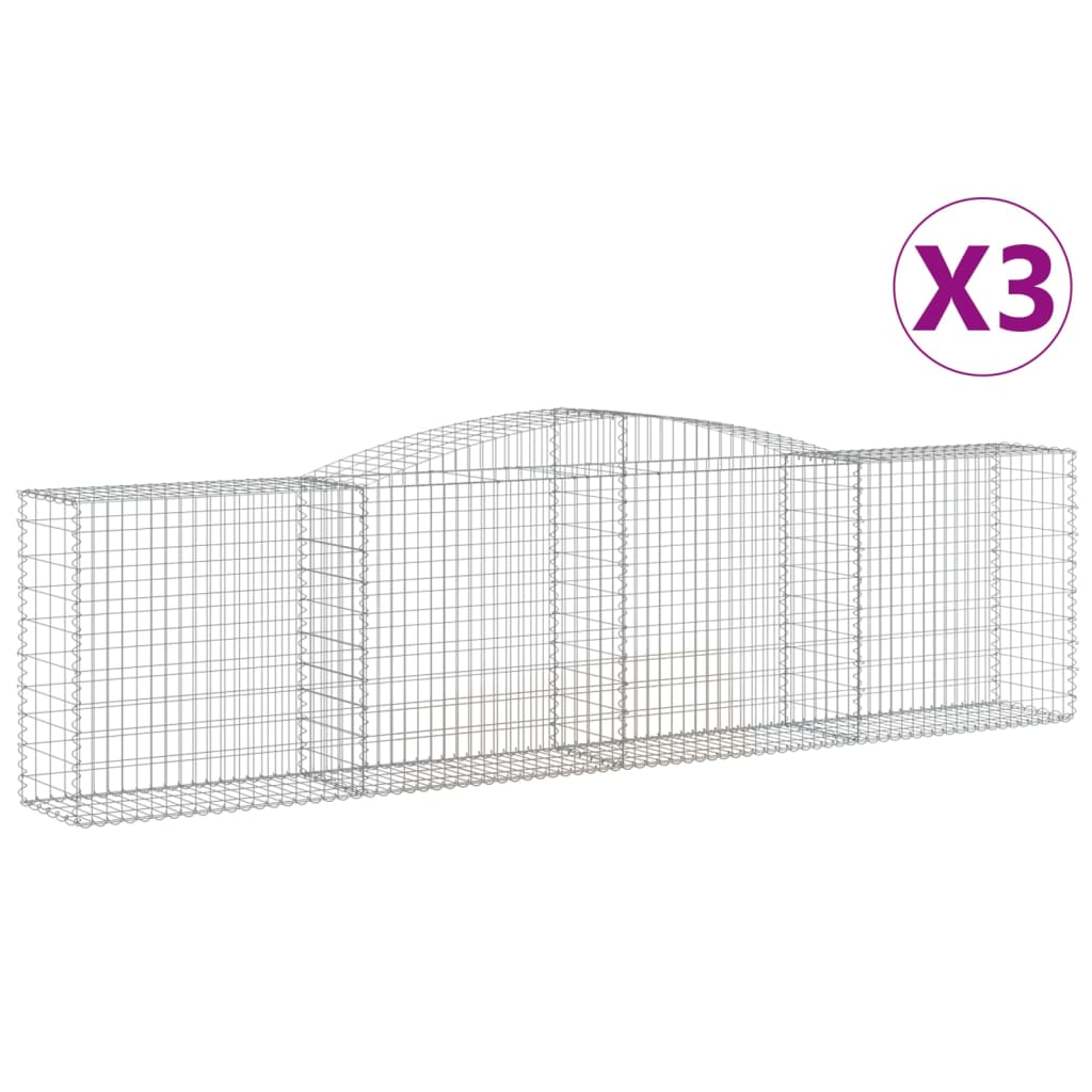 Buede Gabionkurve 3 Stk. 400x50x100/120 Cm Galvaniseret Jern - Billede 2