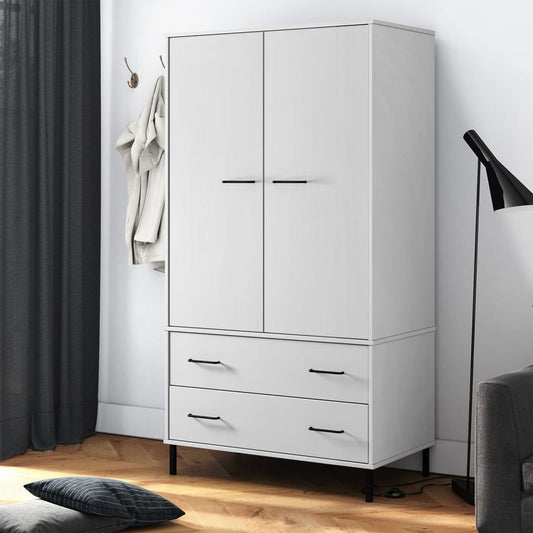 Klædeskab Med Metalben Oslo 90X55X172,5 Cm Massivt Træ