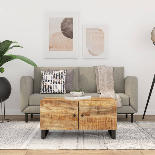 Sofabord 80X50X40 Cm Massivt Mangotræ Og Konstrueret Træ