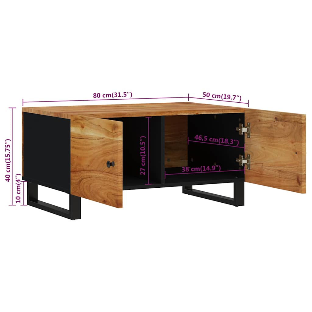 Sofabord 80x50x40 Cm Massivt Mangotræ Konstrueret Træ - Billede 9