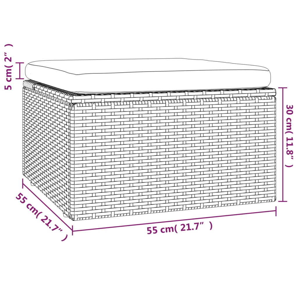 Fodskammel Til Haven Med Hynde 55x55x30 Cm Polyrattan