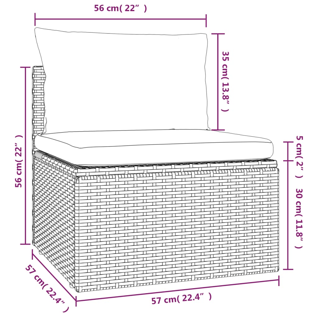 Midtermodul Til Havesofa Med Hynde 57x57x56 Cm Polyrattan