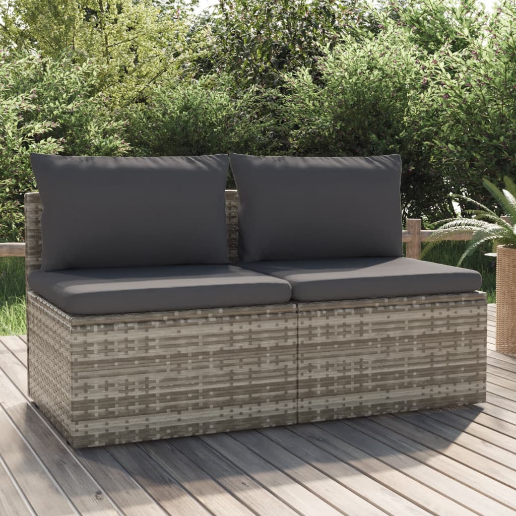 Midtermodul Til Havesofa Med Hynde 57x57x56 Cm Polyrattan Grå - Variant 318671