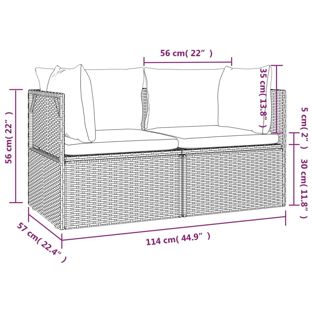 Hjørnemodul Til Havesofa Med Hynde 57x57x56 Cm Polyrattan