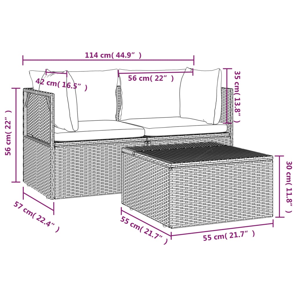 Midtermodul Til Havesofa Med Hynde 57x57x56 Cm Polyrattan Grå - Billede 12