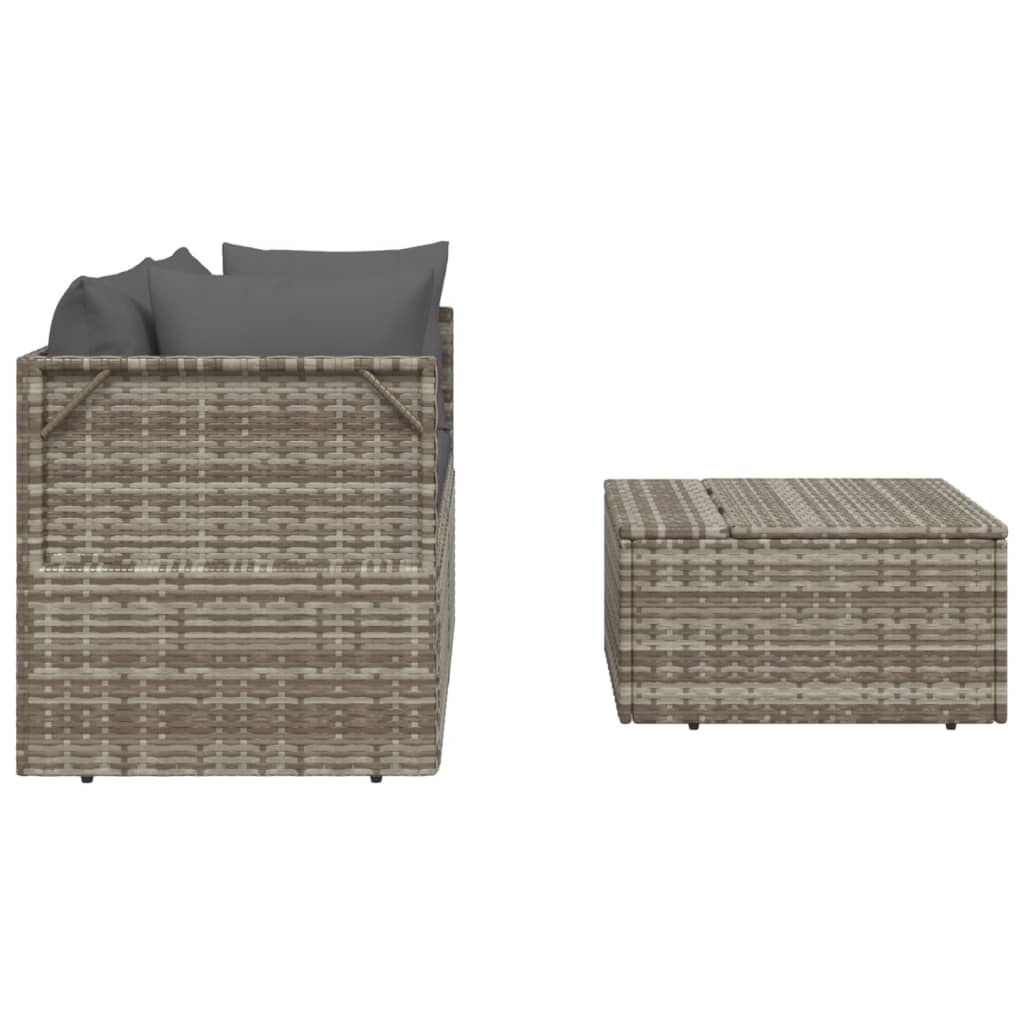 Midtermodul Til Havesofa Med Hynde 57x57x56 Cm Polyrattan Grå - Billede 5