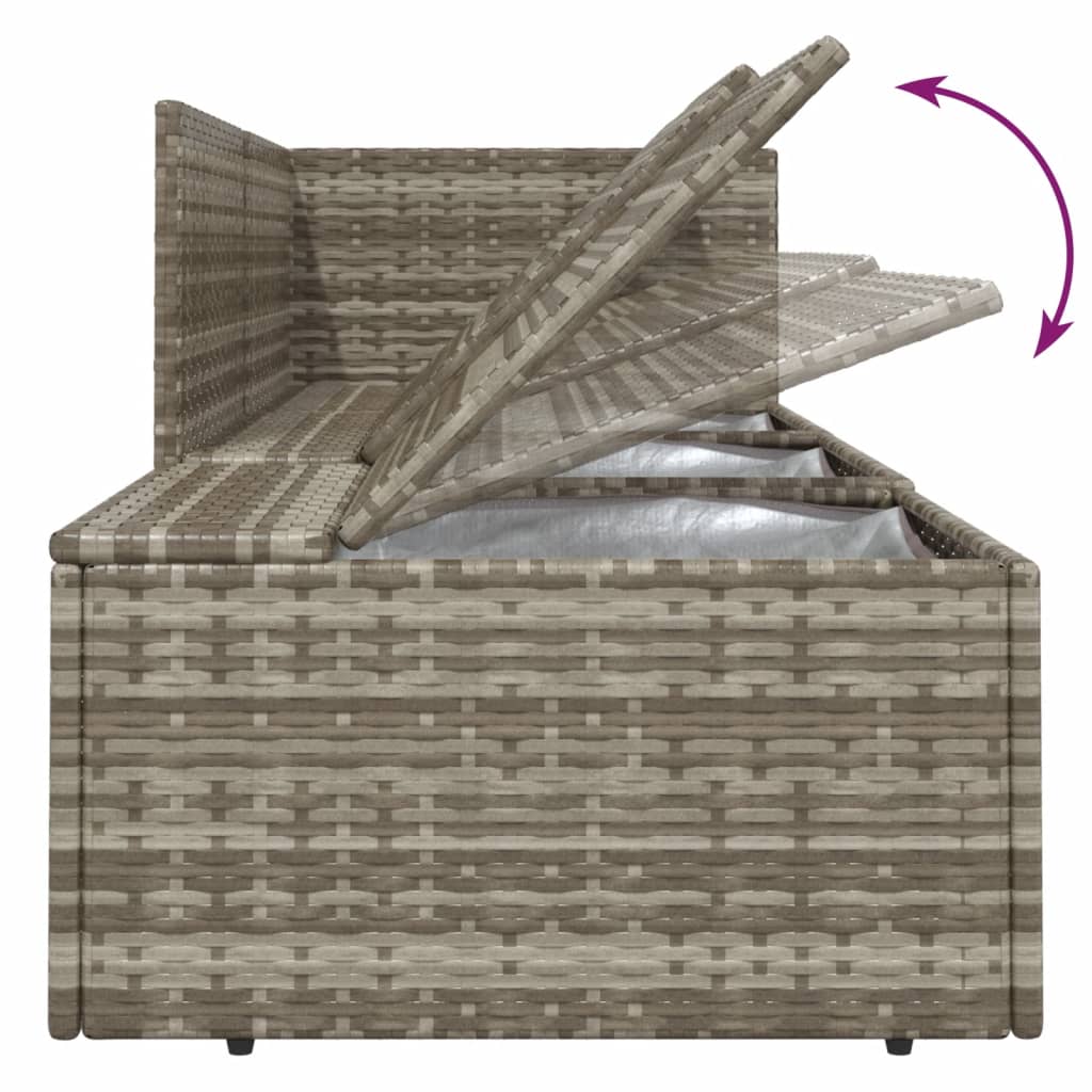 Loungesæt Til Haven 4 Dele Med Hynder Polyrattan Grå - Billede 9