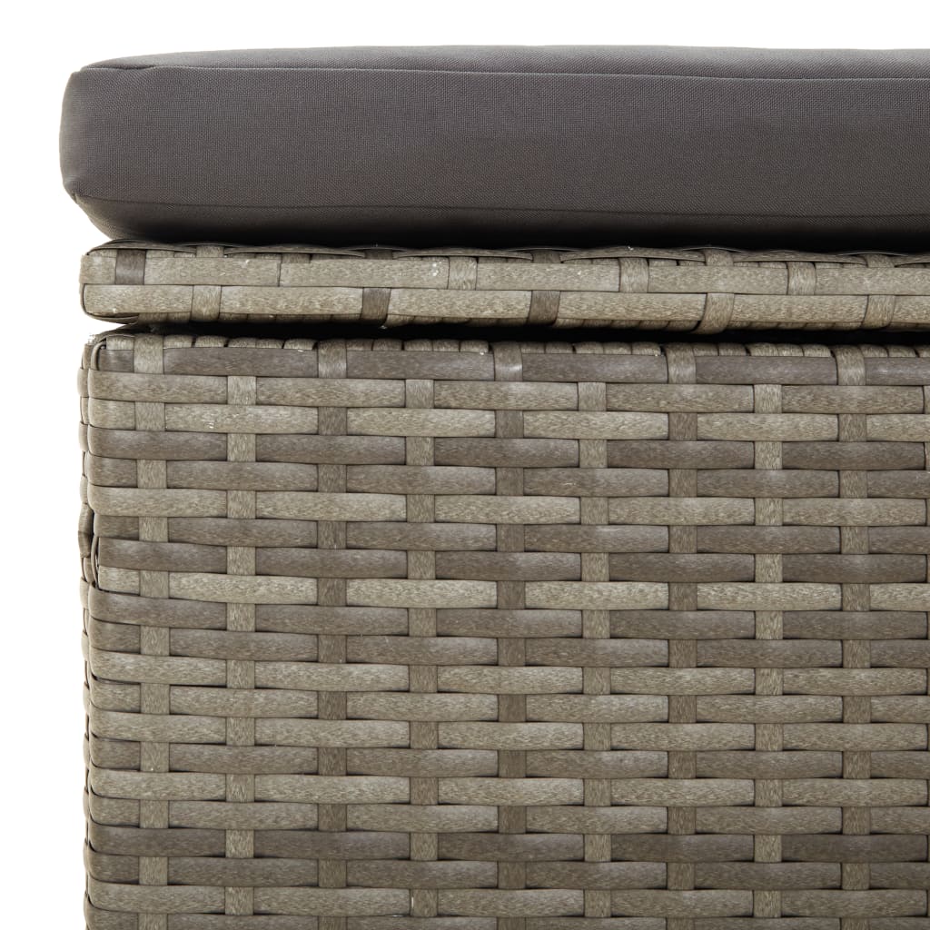 Loungesæt Til Haven 4 Dele Med Hynder Polyrattan Grå - Billede 10