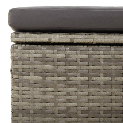 Loungesæt Til Haven 4 Dele Med Hynder Polyrattan Grå - Billede 10