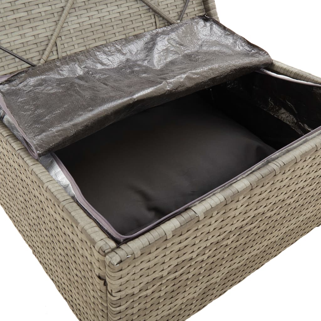 Loungesæt Til Haven 4 Dele Med Hynder Polyrattan Grå - Billede 11