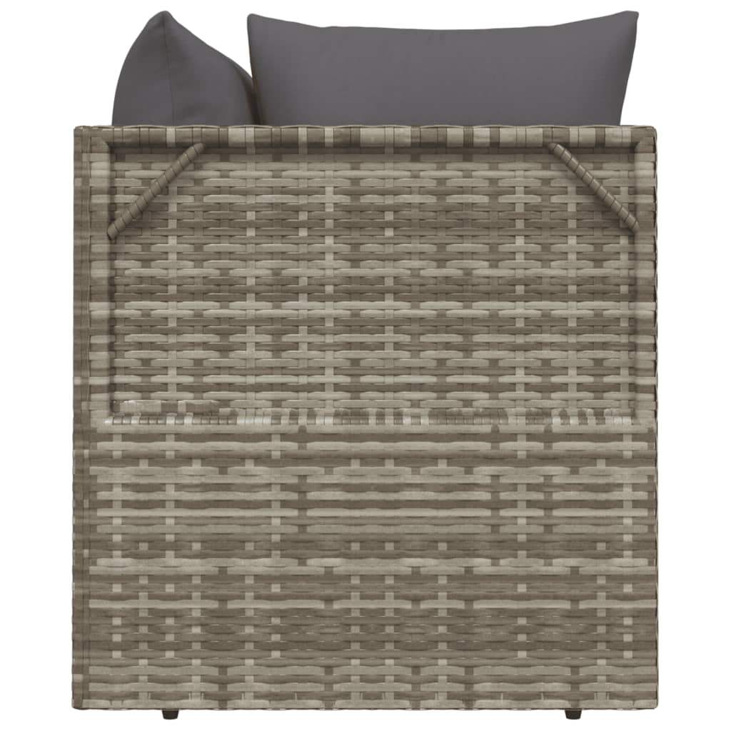 Loungesæt Til Haven 3 Dele Med Hynder Polyrattan Grå - Billede 5