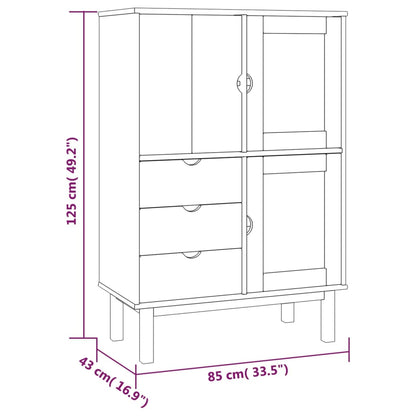 Højskab Otta 85x43x125 Cm Massivt Fyrretræ - Billede 6