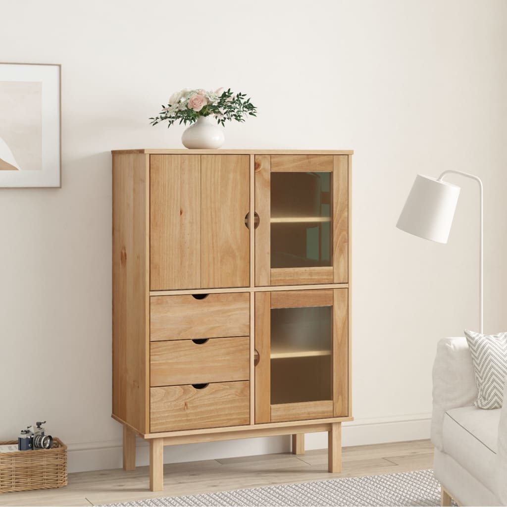 Højskab Otta 85x43x125 Cm Massivt Fyrretræ - Hovedbillede
