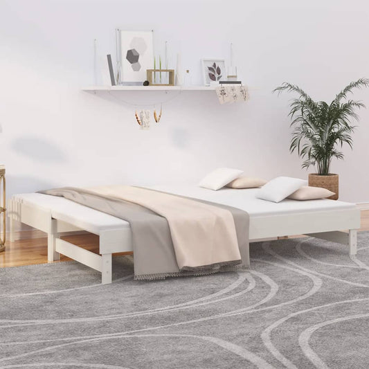 Daybed Med Udtræk 2X(100X200) Cm Massivt Fyrretræ