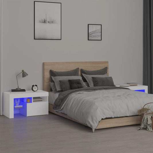 Sengeborde 2 Stk. Med Led-Lys 70X36,5X40 Cm